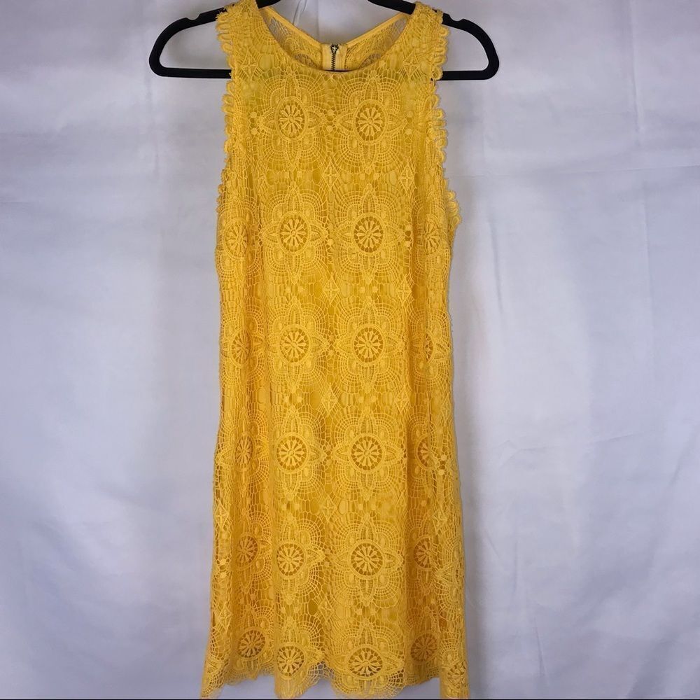 Ali Ro Yellow Lace Sleeveless Dress
